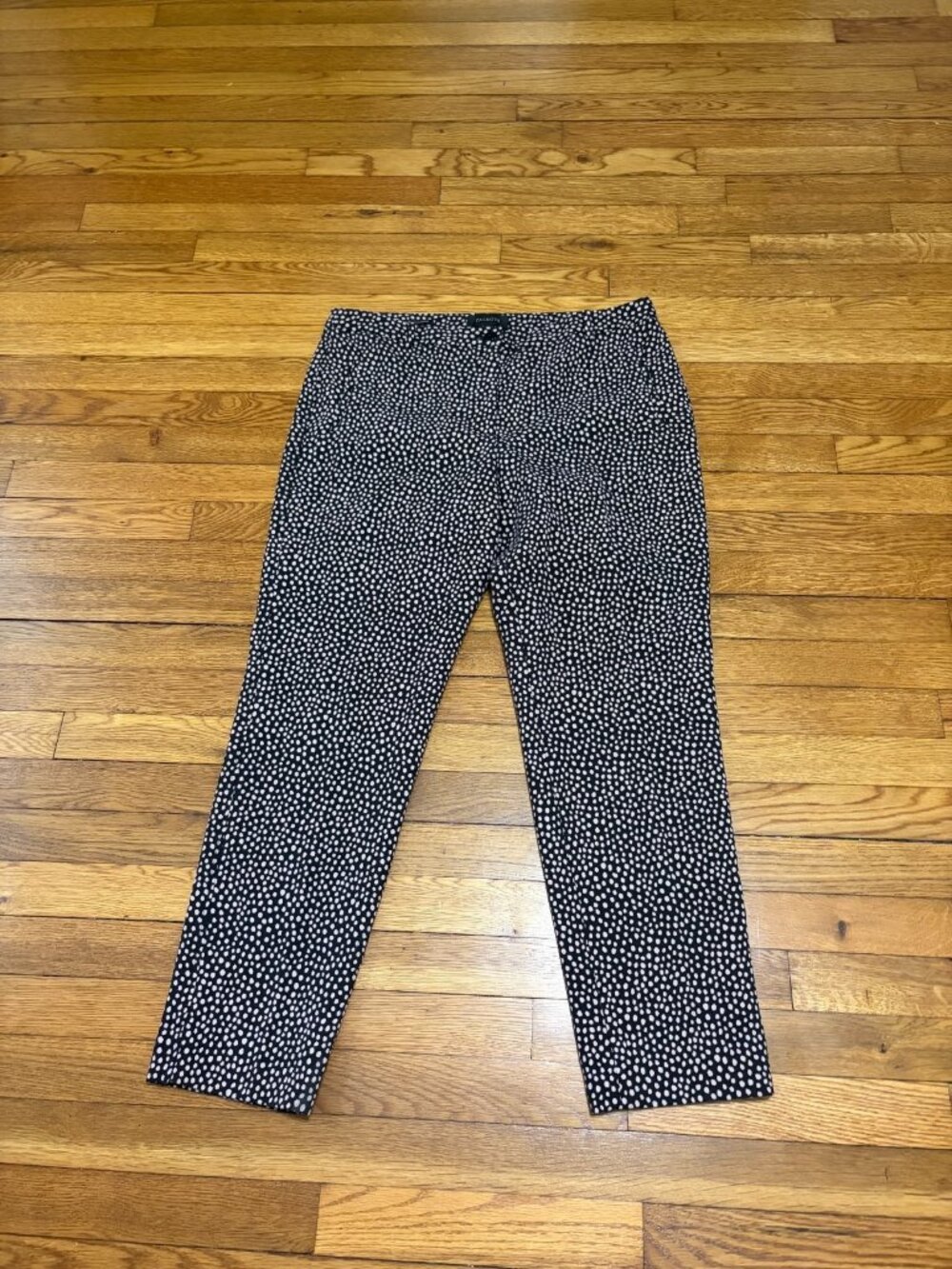 Talbots Womens Hampshire Pants Size 12 Black Pink Polka Dots Trousers